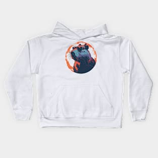 Retro Capybara with Sunglasses Circle Design Kids Hoodie